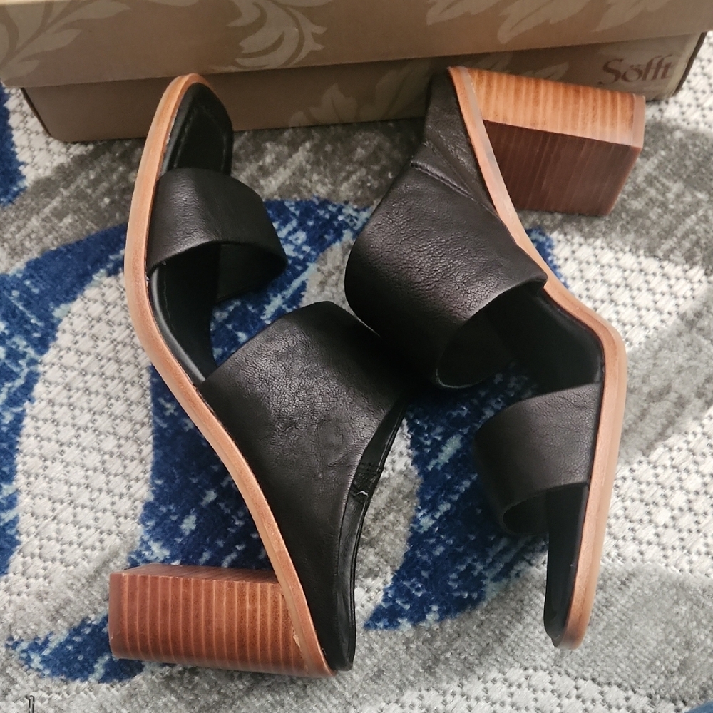 Sofft Black and Brown Women's Mules - Picture 5 of 6